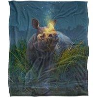JQ Licensing Jlo Rhino Glowing Horn Silky Touch Super Soft Throw Blanket 152 X 127 cm in White