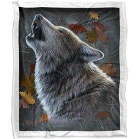 JQ Licensing Jlo Howling Wolf Silky Touch Super Soft Throw Blanket 152 X 127 cm in White