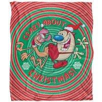 Ren & Stimpy Crazy Christmas Silky Touch Super Soft Throw Blanket 152 X 127 cm in White