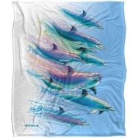JQ Licensing Royce Mcclure Dolphin Flow Silky Touch Super Soft Throw Blanket 152 X 127 cm in White