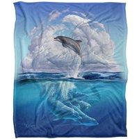 JQ Licensing Jlo Dolphin Clouds Silky Touch Super Soft Throw Blanket 152 X 127 cm in White