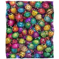 JQ Licensing Royce Mcclure Beetlemania Colorful Beetle Pattern Silky Touch Super Soft Throw Blanket 152 X 127 cm in White