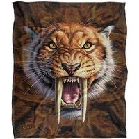 JQ Licensing Jlo Saber-Toothed Tiger Silky Touch Super Soft Throw Blanket 152 X 127 cm in White