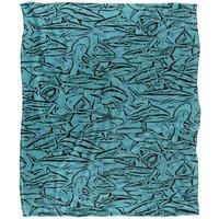 JQ Licensing Royce Mcclure Great White Shark Woodcut Pattern Silky Touch Super Soft Throw Blanket 152 X 127 cm