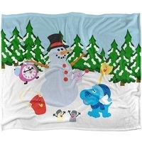 Blues Clues Blue Snowman Winter Landscape Silky Touch Super Soft Throw Blanket 152 X 127 cm in White