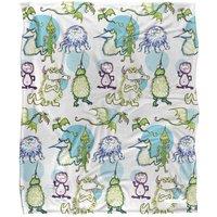 Jim Henson Signature Collection Monster Doodles Silky Touch Super Soft Throw Blanket 152 X 127 cm in White