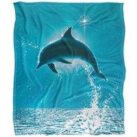 JQ Licensing Royce Mcclure Dolphin Sun Silky Touch Super Soft Throw Blanket 152 X 127 cm in White