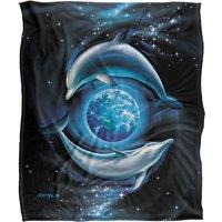 JQ Licensing Royce Mcclure Dolphin Planet Silky Touch Super Soft Throw Blanket 152 X 127 cm in White