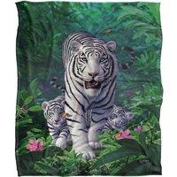 JQ Licensing Jlo White Tiger & Cubs Silky Touch Super Soft Throw Blanket 152 X 127 cm