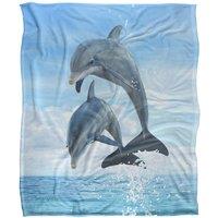 JQ Licensing Royce Mcclure Dolphin Jumpers Silky Touch Super Soft Throw Blanket 152 X 127 cm in White