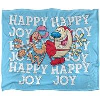 Ren & Stimpy Happy Happy Joy Joy Silky Touch Super Soft Throw Blanket 152 X 127 cm in White