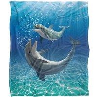 JQ Licensing Royce Mcclure Dolphin Bubbles Silky Touch Super Soft Throw Blanket 152 X 127 cm in White