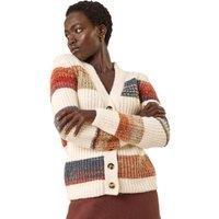 Roman Women's Stripe Buttoned Knit Cardigan in Ivory | Size: 20
