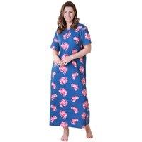 Camille Women's 100% Cotton Classic Full Length Short Sleeved Nightdress in Navy | Size: 22-24