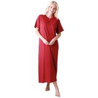 Camille Women's 100% Cotton Classic Full Length Short Sleeved Nightdress in Burgundy | Size: 18-20