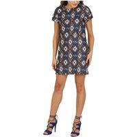 Cutie London Women's Abstract Print Shift Dress with Round Neck in Navy | Size: 10