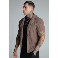 SikSilk Men's Brown Textured Resort Shirt | Size: Small