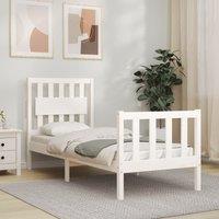 Berkfield Home Bed Frame with Headboard White Small Single Solid Wood