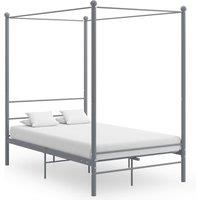 Berkfield Home Canopy Bed Frame Grey Metal 120x200 cm | Size: Small Double