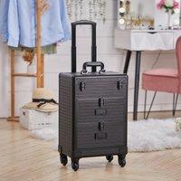 3-in-1 Rolling Cosmetic Cases Makeup Trolley in Black