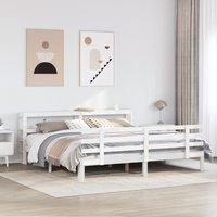 Berkfield Home Bed Frame with Headboard without Mattress White 200x200 cm