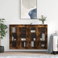 Berkfield Home Wall Mounted Cabinets 2 pcs Smoked Oak Engineered Wood in Brown