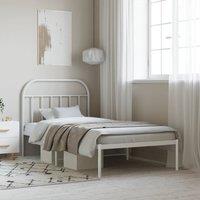Berkfield Home Metal Bed Frame with Headboard White 100x190 cm