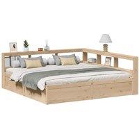 Bookcase Bed without Mattress 200x200cm Solid Wood Pine