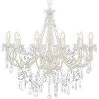 Chandelier with Beads White 12 x E14 Bulbs