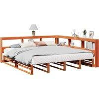 Berkfield Home Bookcase Bed without Mattress Wax Brown 200x200cm Solid Wood Pine | Size: 200x200 cm