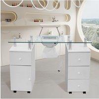 Professional Mobile Manicure Cart with Integrated Dust Collector in White