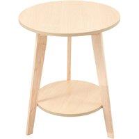 2-Tier Natural Wood-Tone Minimalist Round Side Table