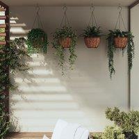 Berkfield Home Hanging Planters 4 pcs with Coco Liners Black √ 30x52 cm Steel