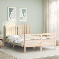 Berkfield Home Bed Frame with Headboard Double Solid Wood in Brown