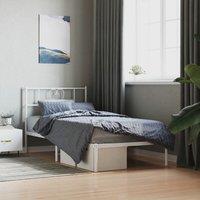 Berkfield Home Metal Bed Frame with Headboard White 90x200 cm
