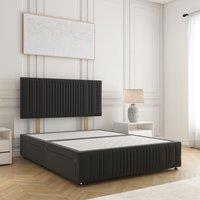 BSSPOKE Rosie Plush Divan Bed 24 Headboard 2 Drawers Same Side & No Mattress in Black | Size: Single