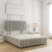 BSSPOKE Rosie Plush Divan Bed 24 Headboard 2 Drawers Same Side & No Mattress in Silver | Size: King