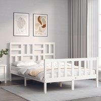 Berkfield Home Bed Frame with Headboard White 140x190 cm Solid Wood
