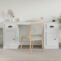 Berkfield Home Desk with Cabinet White Engineered Wood