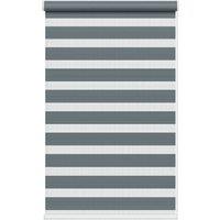 New Edge Blinds Slate Grey Day & Night Zebra Roller Blind (165cm drop) - 95cm | Size: 135 cm