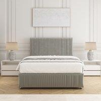 BSSPOKE Rosie Plush Velvet Divan Bed Set 24 Headboard & Mattress No Drawers in Silver | Size: Double
