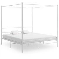 Berkfield Home Canopy Bed Frame White Metal 200x200 cm