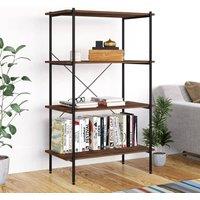 Berkfield Home 4-Tier Shelving Unit Black & Dark Wood 80x40x130 cm | Size: 80 x 40 x 130 cm