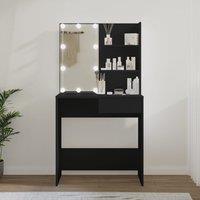 Berkfield Home Dressing Table with LED Black 74.5x40x141 cm