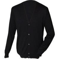 Henbury Men's V Neck Button Fine Knit Cardigan in Black | Size: XS