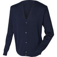 Henbury Men's V Neck Button Fine Knit Cardigan in Navy | Size: 2XL