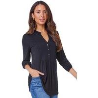 Roman Women's Button Detail Tunic Top in Black | Size: 18