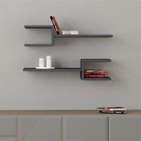 Decortie Fork' Modern Floating Shelf Set 18.2cm 2 Piece in Dark Grey | Size: 1 Pack