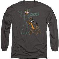 Gumby Outlines Long Sleeve T-Shirt, Charcoal | Size: Medium