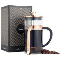 VonShef 1L Heat Resistant Glass French Press 8 Cup Cafetiere in Rose Gold | Size: 1000ml